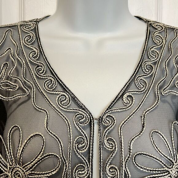 Valenti Black Sheer Embroidered Long Sleeve Cardigan Top Jacket Size S - Picture 4 of 17